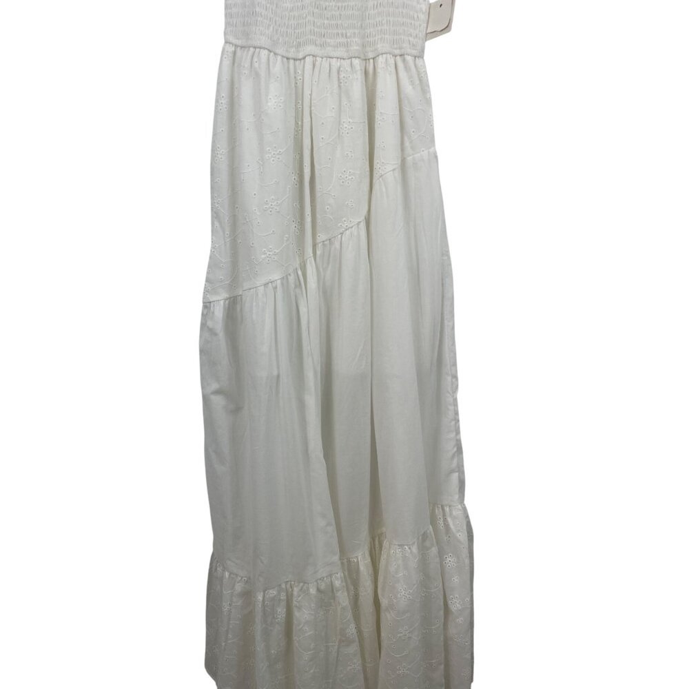 White Maxi Dress With Adjustable Straps & Smocked Bodice Ultra Flirt XS - Picture 3 of 11